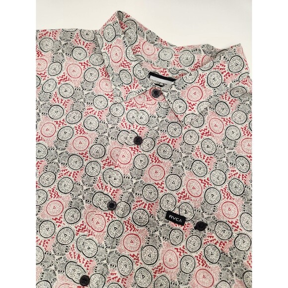 RVCA Shirt Men's M Short Sleeve Button Up Slim Southwest Aztec Native Geometric - Picture 1 of 6